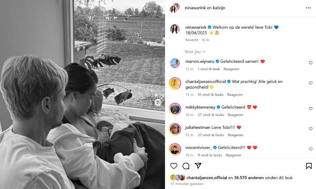Instagram-bericht van Nina Warink en Kalvijn.